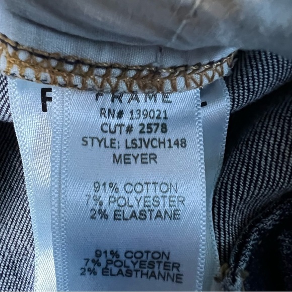 FRAME Denim Le Skinny De Jeanne Meyer Wash Jeans High Rise Raw Hem Size 32 - Picture 11 of 13